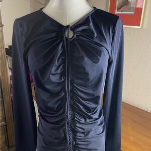 VERONICA BEARD Roque Ruched Tie Back Top in Navy Size 4 NWT
